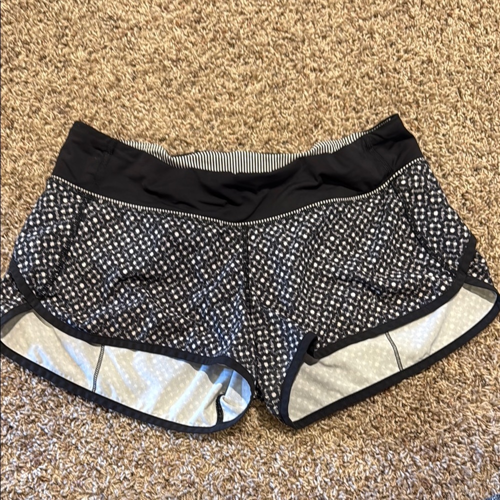 Women's Black and White Patterned Shorts